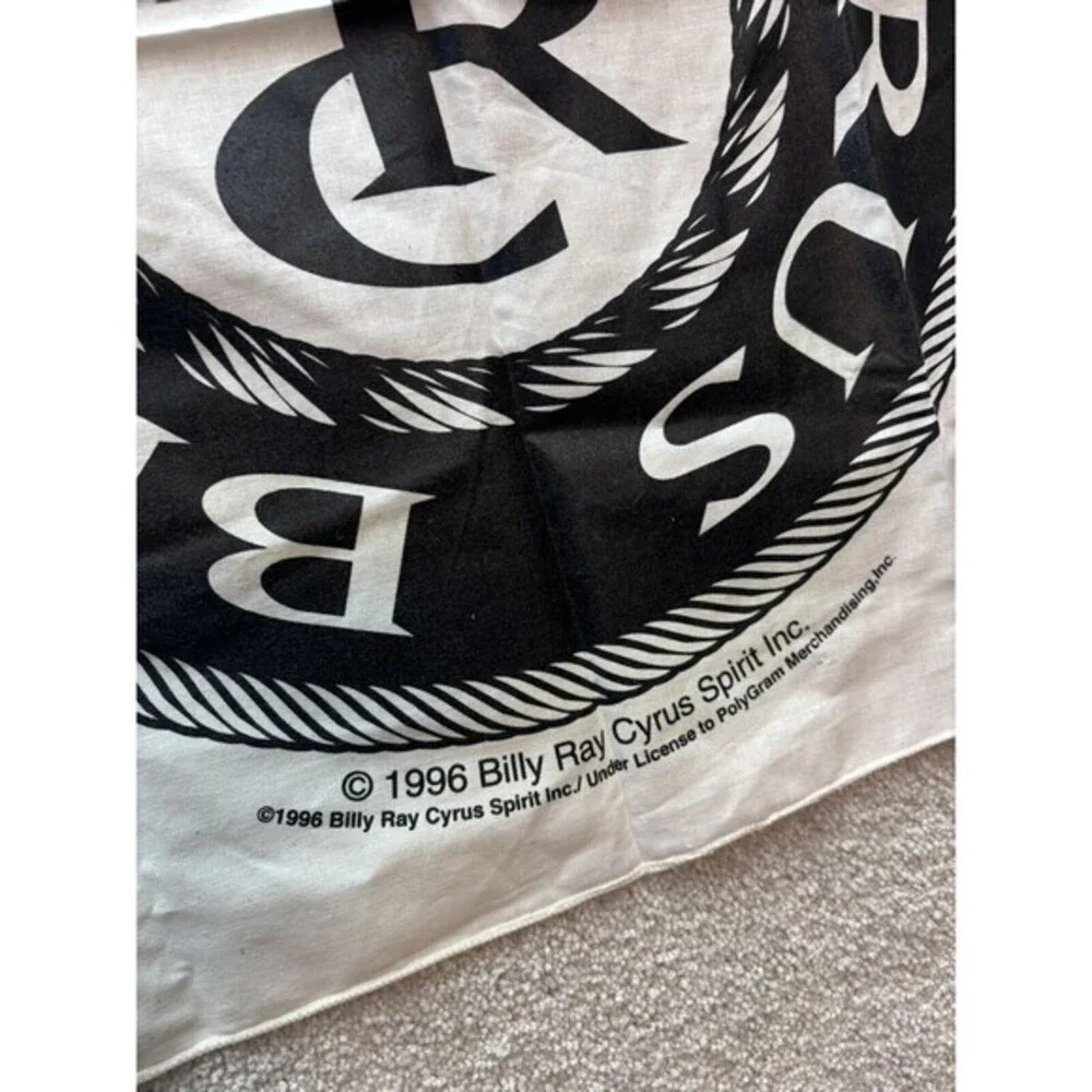 Billy Ray Cyrus Bandana Unisex OS White 1996 Vintage Concert Tour Merch‎ BRC